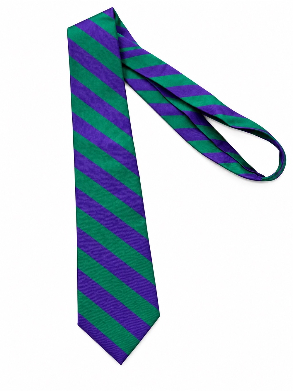 J. Crew Mens Necktie 100% Silk Repp Stripe Kelly Green Purple Slim